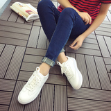 明星同款显瘦小白鞋女系带平底韩版2016夏季学生休闲复古透气单鞋