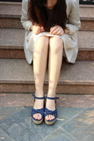 日本原单外贸夏季新款日系帆布松糕厚底森女坡跟日系高跟凉鞋女鞋
