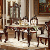 欧式大理石餐桌美式实木小型户餐桌椅组合餐厅家具长方形饭桌包邮