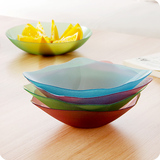 创意简约透明干果盘 皮纹彩色水果蔬盘客厅装过年干果零食糖果盘