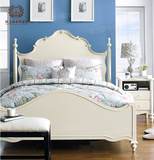 欧式时尚实木床橡木中式床仿古白公主床 雕花法式双人床1.8米婚床