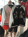 欧美风2016春秋新款精美重工刺绣两面穿飞行夹克棒球服短外套女装