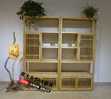 老榆木书架免漆精品书柜置物架新中式禅意茶叶架展示架纯实木家具