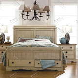 攀黛林 法式实木双人床 复古做旧美式卧室床 北欧仿古一米八方床