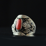 尼泊尔手工复古老银戒指纯银手工艺女款男士夸张马鞍民族风潮流