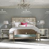 简美式实木卧室双人方床欧式布艺软包1.51.8米婚床高端定制家具