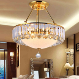 简约创意圆形大气时尚金色玻璃水晶吊灯 客厅餐厅卧室LED吸顶灯