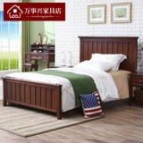 美式实木床简约1.2米1.35m高箱储物床卧室双人床胡桃色木质儿童床