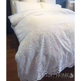 浪漫法式蕾丝白色欧式纯棉四件套小清新全棉贡缎简约唯美床上用品