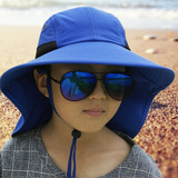 夏天男女儿童遮阳帽防紫外线太阳帽大檐沙滩帽小孩防晒凉帽2-8岁