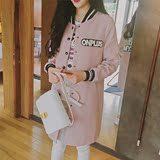 秋冬季韩版女装修身长袖中长款学生夹克薄款大码棒球服风衣外套潮