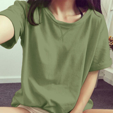 夏装新款大码纯色简约短袖t恤女学生体恤韩国宽松显瘦半袖上衣潮