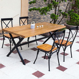 北欧复古铁艺餐桌组合简约时尚实木办公桌会议桌电脑桌咖啡厅桌椅