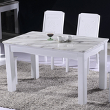大理石餐桌小户型白色实木长方形餐桌椅组合简约现代时尚住宅饭桌