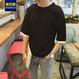 2016春夏新款日系男士T恤 青少年假两件韩版圆领休闲短袖T恤衫 潮
