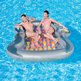 正品Bestway43045 双人充气浮排浮床水床浮船沙滩垫水上气垫送泵