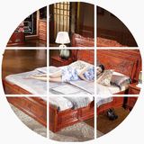 全橡木雕花明清仿古实木床新中式双人床别墅床成人床仿红木家具床