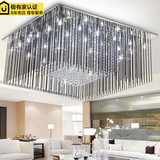 现代透明客厅水晶吊灯LED餐厅灯饰简约吸顶水晶灯黑色方形大厅灯