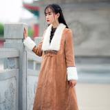 素萝 汉魂 原创设计中国风女装2015新款中长款棉衣灯芯绒冬装外套
