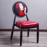 美式复古餐椅 铁艺做旧餐厅椅子个性咖啡厅休闲椅美甲店椅靠背椅