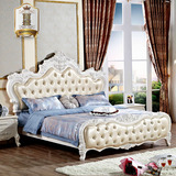 欧式床双人床真皮床 实木雕花公主床法式现代简约奢华 1.8米婚床