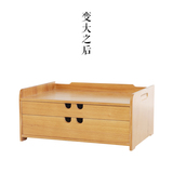 新品日式木质实木家用办公桌面化妆品收纳盒抽屉式首饰文具储物箱