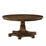 美式餐桌椅组合圆形饭桌实木整装饭桌美式小户型全实木桌厂家直销