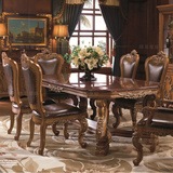 高档美式大理石餐桌 欧式实木餐桌 新古典实木饭桌奢华餐桌椅组合