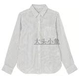 MUJI无印良品日本代购女款法国亚麻竖条纹长袖衬衫47957471