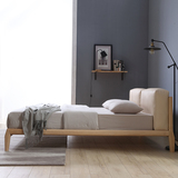 北欧实木床 双人床1.8米宜家日式1.5m白蜡木软靠床 现代简约婚床