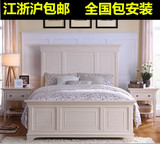 美式实木水曲柳床现代简约白色公主婚床地中海双人床1.5和1.8米床