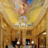 3D天使仙女天顶壁纸欧式大型壁画客厅酒店宾馆电视背景无纺布墙纸