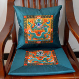 中国风官服补子刺绣龙凤坐垫棉麻抱枕套中式红木椅子沙发靠垫套