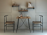 美式实木餐桌简约茶桌椅组合休闲会议桌做旧长方形办公桌泡茶桌