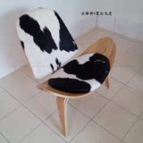现货艺术时尚天然奶牛毛皮椅 飞机椅三脚椅 微笑贝壳单人沙发椅
