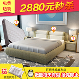 布艺床可拆洗1.8米简约现代可储物小户型软床 主卧床双人床结婚床