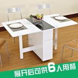 现代简约伸缩餐台 小户型简单靠墙饭桌 简易桌收纳白色可折叠餐桌
