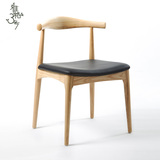 欧式简约牛角肯尼迪椅家用北欧实木软包椅子靠背椅新中式新款餐椅