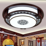 中式LED灯吸顶灯客厅圆形羊皮灯卧室书房餐厅新式仿古实木艺灯具