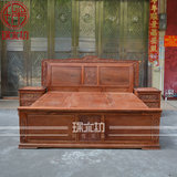 缅甸花梨木1米8双人床实木大床带抽屉储物 大果紫檀简约现代家具