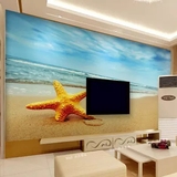 现代简约海景壁画沙发电视背景墙纸壁纸3D立体大海沙滩海鸥