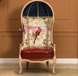 新古典休闲太空椅子法式实木客厅单人沙发椅欧式会所鸟笼椅高背椅