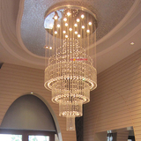 现代客厅大气水晶圆形吊灯 创意酒店工程灯 复式别墅楼梯长吊灯