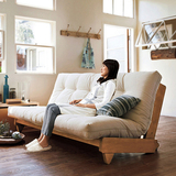 松木实木沙发床1.5米组合北欧宜家日式可折叠拆洗小户型布艺沙发