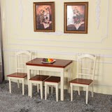 地中海实木美式乡村折叠餐桌椅可伸缩餐桌组合英伦风格小户型方桌