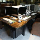 网吧网咖专用桌椅五人异形桌实木电脑桌 家用办公餐厅咖啡厅
