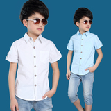 男童短袖衬衫 中大童夏装2016夏季新款纯棉韩版童装 白色儿童衬衣