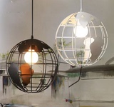 北欧简约个性铁艺地球仪吊灯创意餐厅吧台咖啡厅艺术阳台过道灯饰