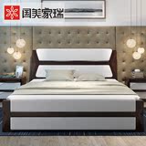 新中式实木床1.8米橡木床1.5m实木双人床北欧卧室月牙白实木婚床