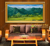 纯手绘欧式绿树山林风景巨人山油画酒店卧室客厅餐厅办公室装饰画